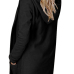  Euramerican Hooded Collar Long Sleeves Black Polyester Long Coat