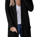  Euramerican Hooded Collar Long Sleeves Black Polyester Long Coat