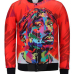  Euramerican Mandarin Collar Printed Red Polyester Jacket