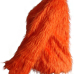  Euramerican Round Neck Long Sleeves Orange Faux Fur Coat