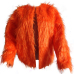  Euramerican Round Neck Long Sleeves Orange Faux Fur Coat