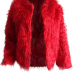  Euramerican Round Neck Long Sleeves Red Faux Fur Coat