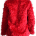  Euramerican Round Neck Long Sleeves Red Faux Fur Coat