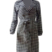  Euramerican Turndown Collar Black-white Grid Polyester Coat