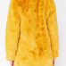  Euramerican Turndown Collar Pocket Design Yellow Faux Fur Regular Coat