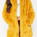  Euramerican Turndown Collar Pocket Design Yellow Faux Fur Regular Coat