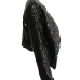  Euramerican Turndown Collar Sequins Decoration Black Polyester Coat