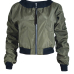  Fashion Round Neck Zipper Design Green Polyester Jacket