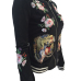  Fashionable Round Neck Embroidered Design Black Velvet Coat