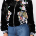  Fashionable Round Neck Embroidered Design Black Velvet Coat