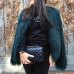  Fashionable Round Neck Long Sleeves Green Faux Fur Coat