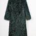  Fashionable V Neck Long Sleeves Green Faux Fur Long Coat