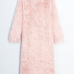  Fashionable V Neck Long Sleeves Pink Faux Fur Long Coat