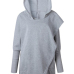  Leisure Hooded Long Sleeves Asymmetrical Light Grey Polyester Long Coat