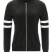  Leisure Round Neck Zipper Design Black Cotton Coat