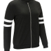  Leisure Round Neck Zipper Design Black Cotton Coat