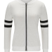  Leisure Round Neck Zipper Design White Cotton Coat