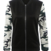  Leisure V Neck Zipper Design Black Polyester Coat