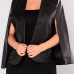  PU V Neck Sleeveless single breasted Regular Coat&Jacket