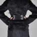  Stylish Turtleneck Long Sleeves Patchwork Black Faux Fur Coat(With Belt)