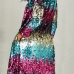  Stylish V Neck Long Sleeves Sequined Decorative Polyester Long Coat