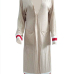  Stylish V Neck Patchwork Apricot Polyester Long Coat