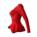  Trendy Round Neck Layered Lotus Leaf Edges See-Through Red Polyester Zipped Jacket(Without Belt)