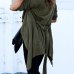  Trendy Turndown Collar Asymmetrical Army Green Blending Coat