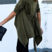  Trendy Turndown Collar Asymmetrical Army Green Blending Coat