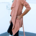  Trendy Turndown Collar Asymmetrical Pink Blending Coat