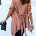  Trendy Turndown Collar Asymmetrical Pink Blending Coat