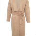  Trendy Turndown Collar Lace-up Apricot Polyester Long Coat