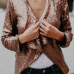  Trendy Turndown Collar Sequined Decorative Gold Blending Short Coat