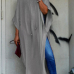  Trendy Turtleneck Half Sleeves Grey Cotton Blends Long Coat