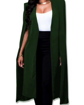  Trendy V Neck Long Sleeves Army Green Polyester Long Coat