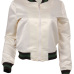  Trendy V Neck Zipper Design White Polyester Coat