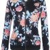 Ethnic Style Round Neck Long Sleeves Printed Black Polyester Coats