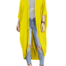 Euramerican Long Sleeves Asymmetrical Yellow Polyester Long Coat