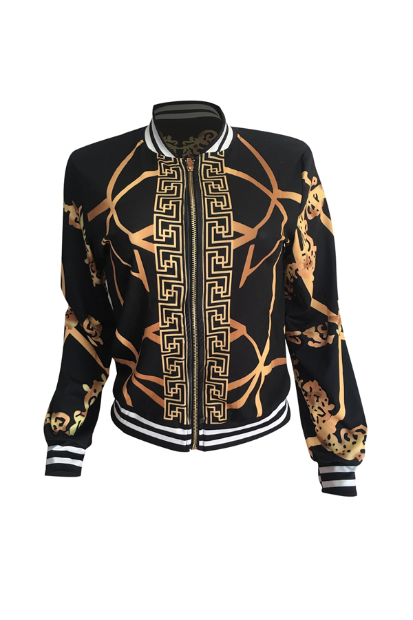 Euramerican Round Neck Printed Polyester Jacket