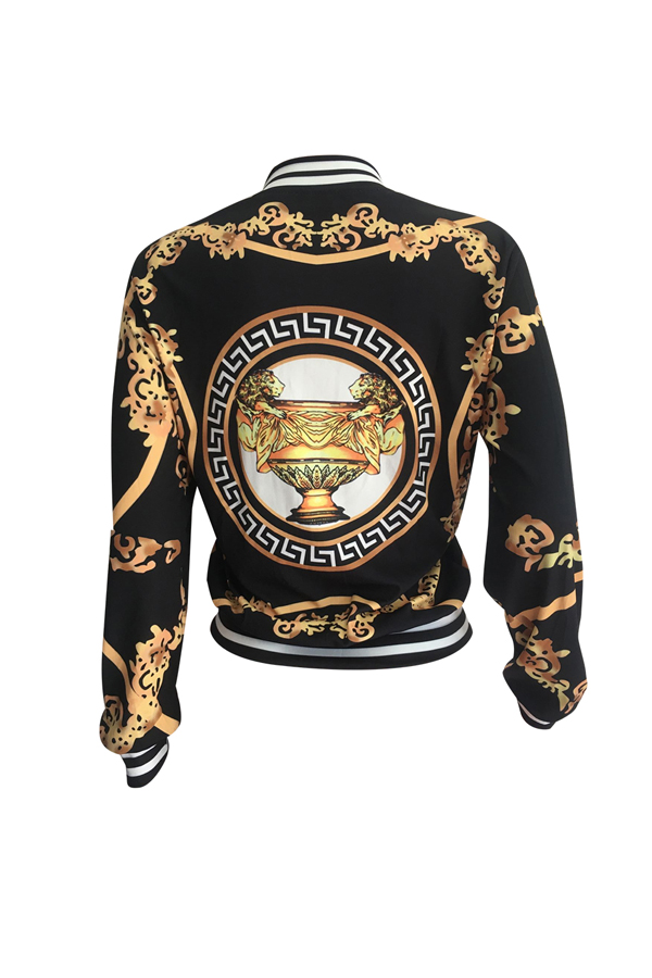 Euramerican Round Neck Printed Polyester Jacket