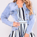 Fashion Turndown Collar Long Sleeves Broken Holes Light Blue Denim Short Coat