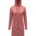 Leisure Hooded Collar Long Sleeves Hollow-out Pink Cotton Long Coat