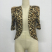 Stylish Half Sleeves Epaulet Stud Embellished Leopard Polyester Jacket