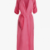 Stylish Half Sleeves See-Through Pink Chiffon Long Coat