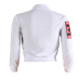 Stylish Mandarin Collar Long Sleeves Collage Design White Cotton Coat