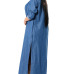 Stylish Turndown Collar Long Sleeves Blue Denim Long Coat