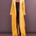 Stylish Turndown Collar Long Sleeves Yellow Chiffon Long Coat