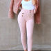 Trendy Round Neck Long Sleeves Pink Faux Fur Coat