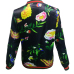 Trendy Round Neck Long Sleeves Printed Black Polyester Short Coat