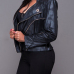 Trendy Turndown Collar Long Sleeves Zipper Design Black PU Jacket